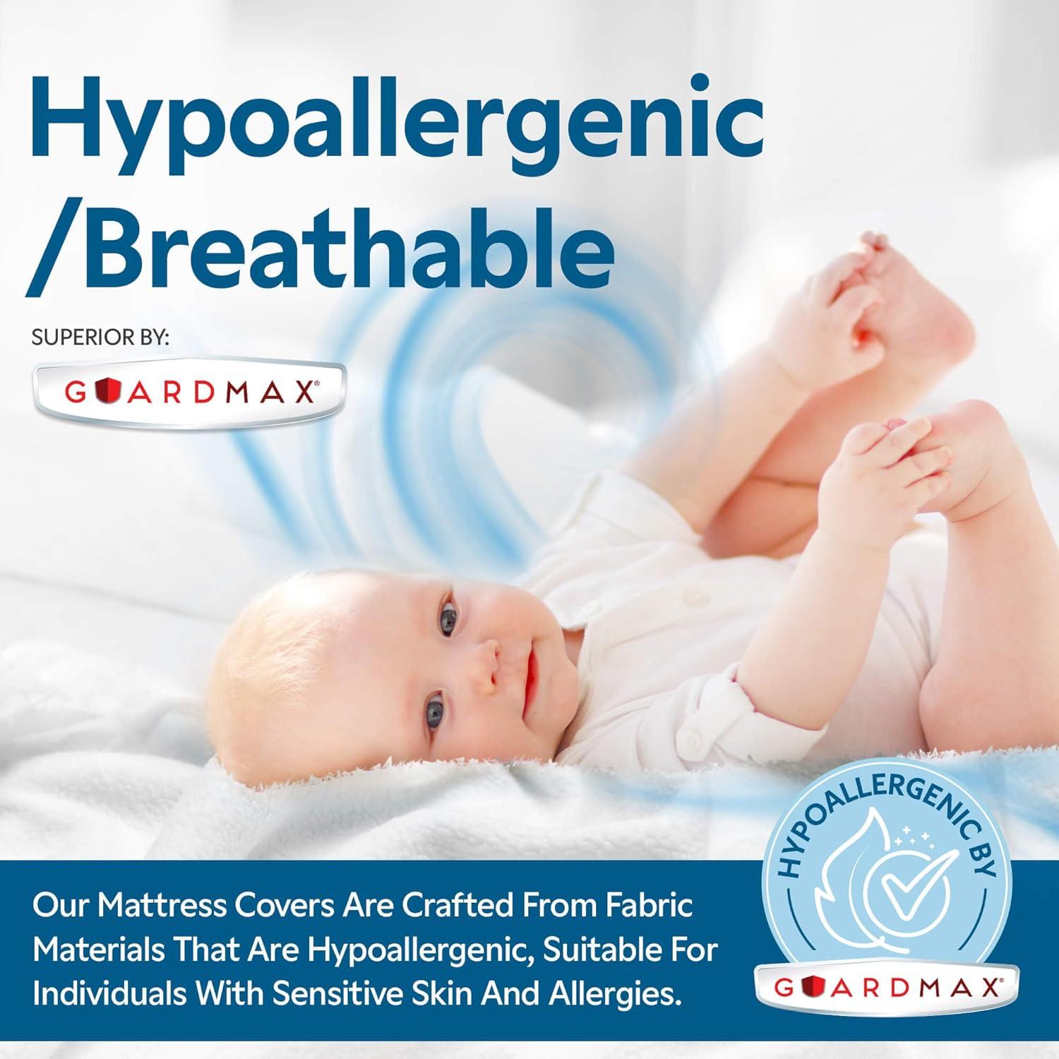 Full Mattress Protector by Guardmax: Terry Cotton, Waterproof, Soft & Comfortable Cover with 13 Inch Deep Pockets