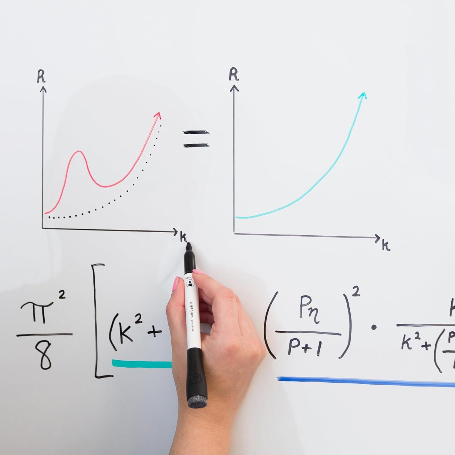 U Brands Dry Erase Markers, Medium Point, Black Ink, 12 Count