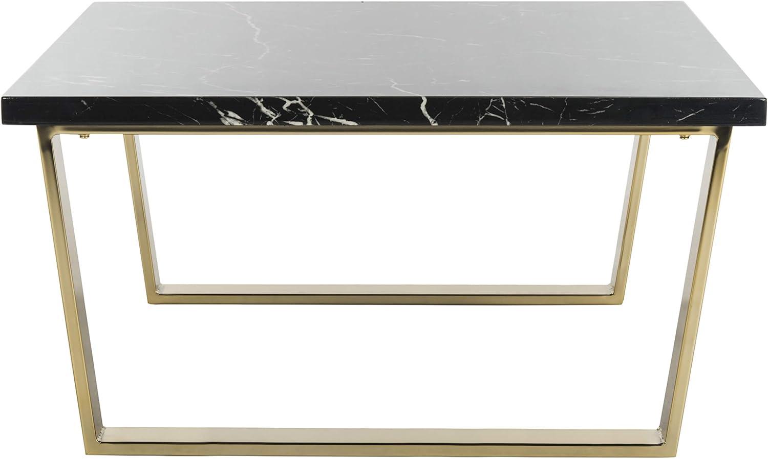 Carmen Black Marble and Brass Square Coffee Table