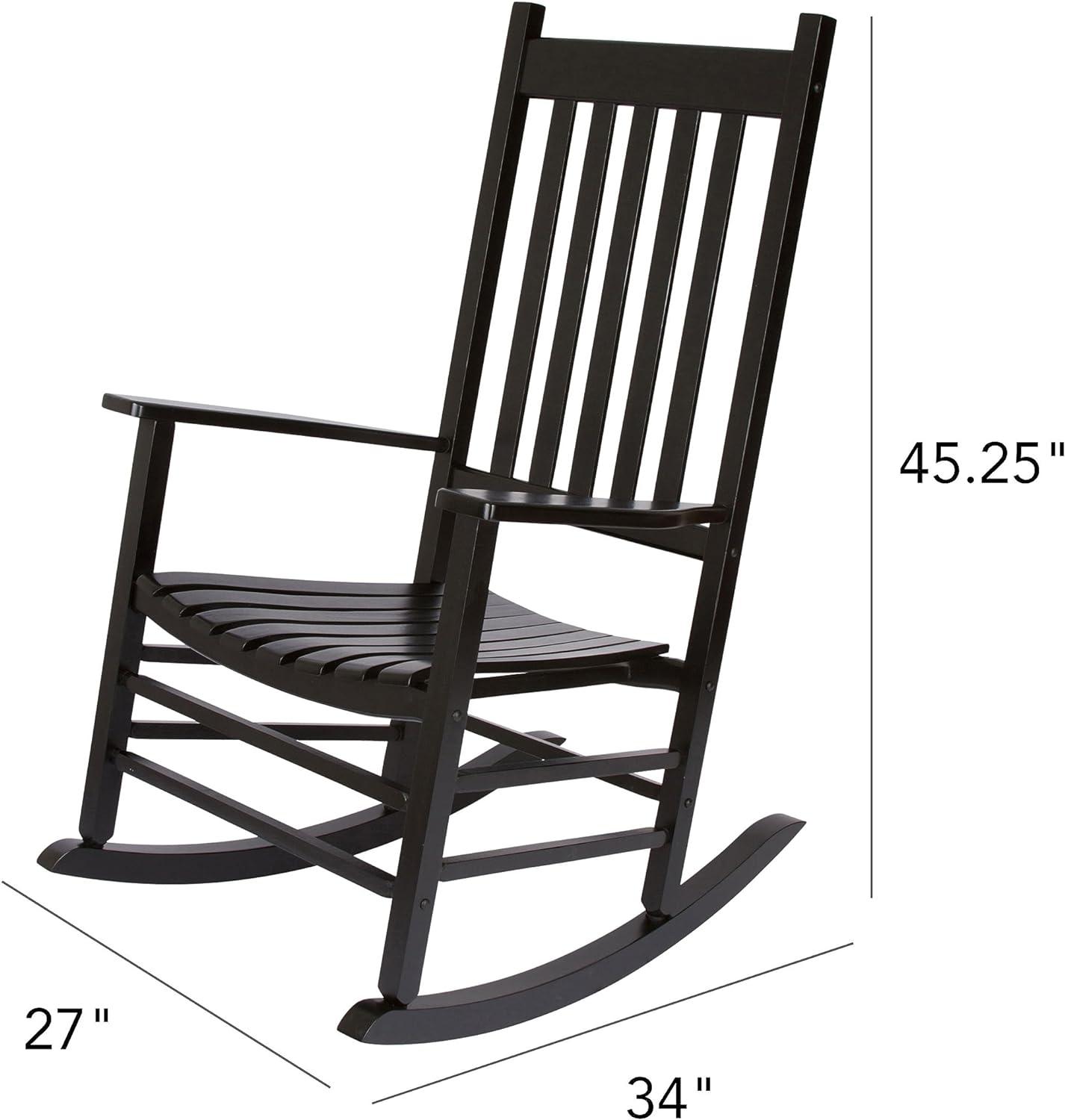 Shine Company Vermont Porch Rocker, High Back Wood Rocking Chair, Black