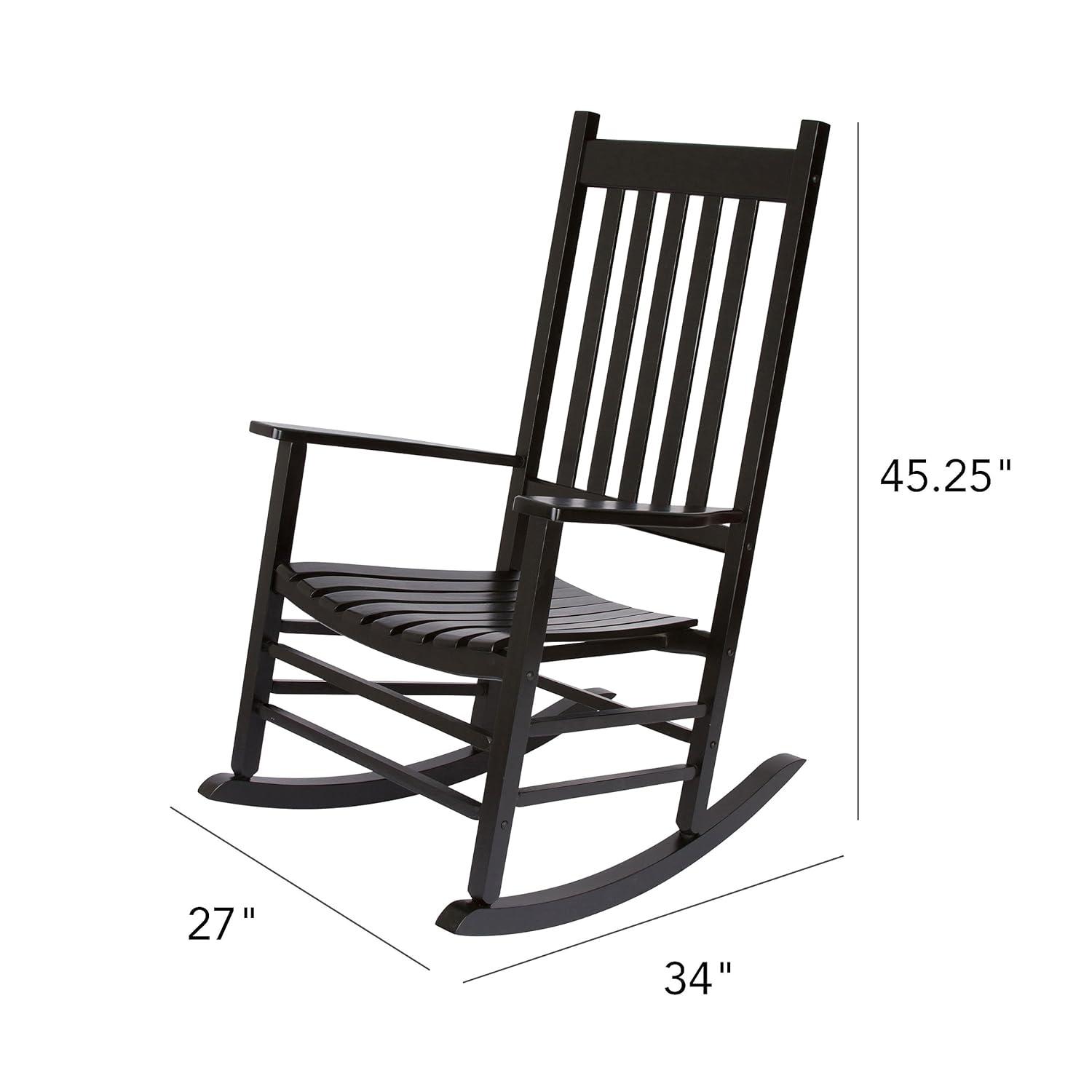 Shine Company Vermont Porch Rocker, High Back Wood Rocking Chair, Black