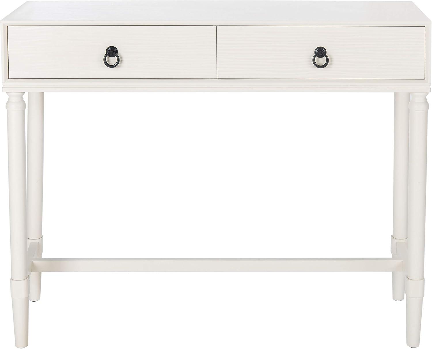 Riviera Elegance White 2-Drawer Carved Console Table with Storage