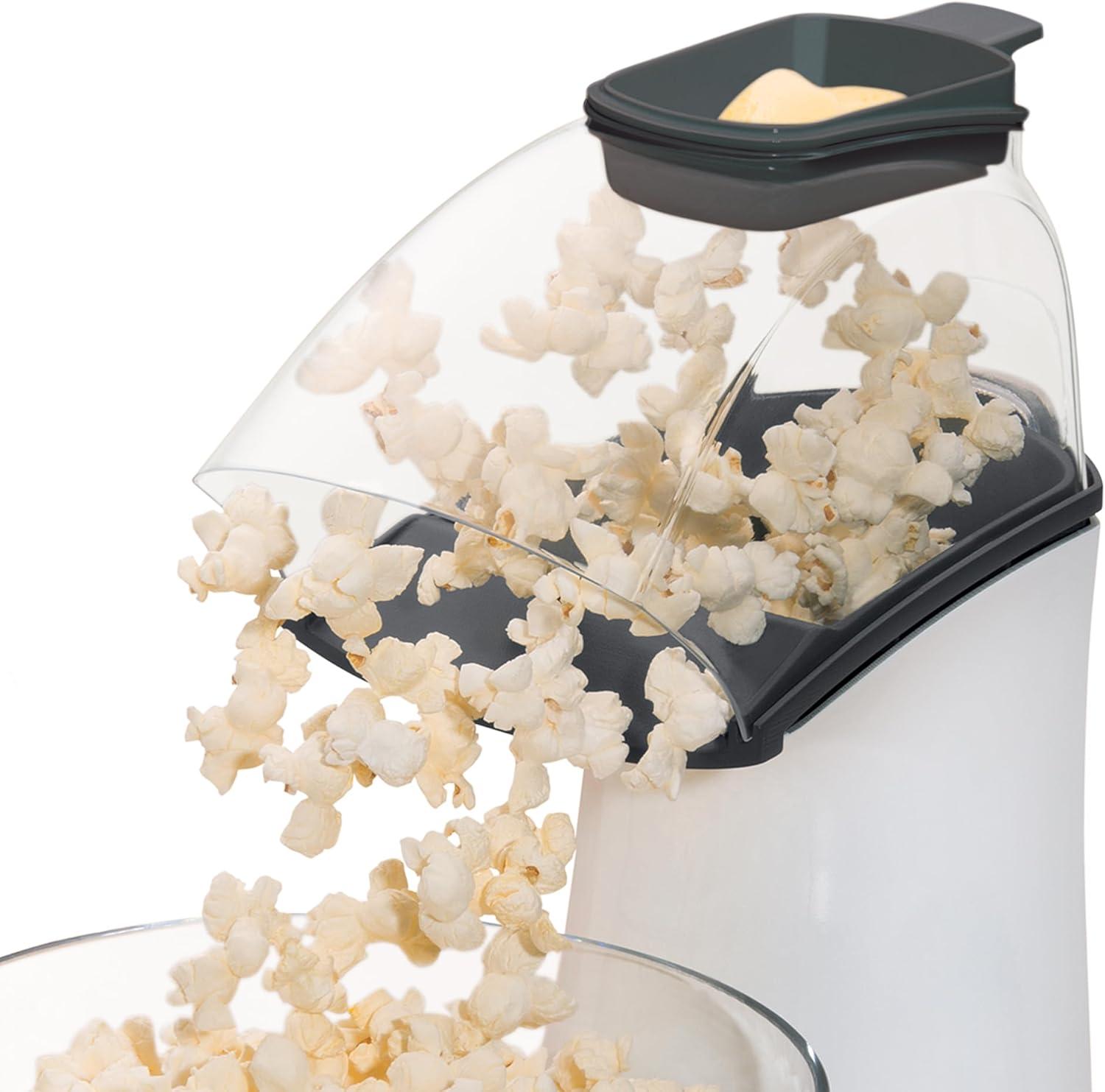 White and Black Hot Air Popcorn Maker with Measuring Cup