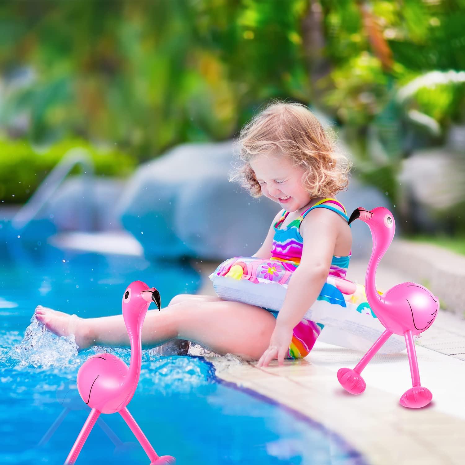 Yaomiao Inflatable Pink Flamingo Summer Beach Luau Birthday Party Accessories for Outdoor Indoor Hawaiian Party Decoration(6 Pieces)