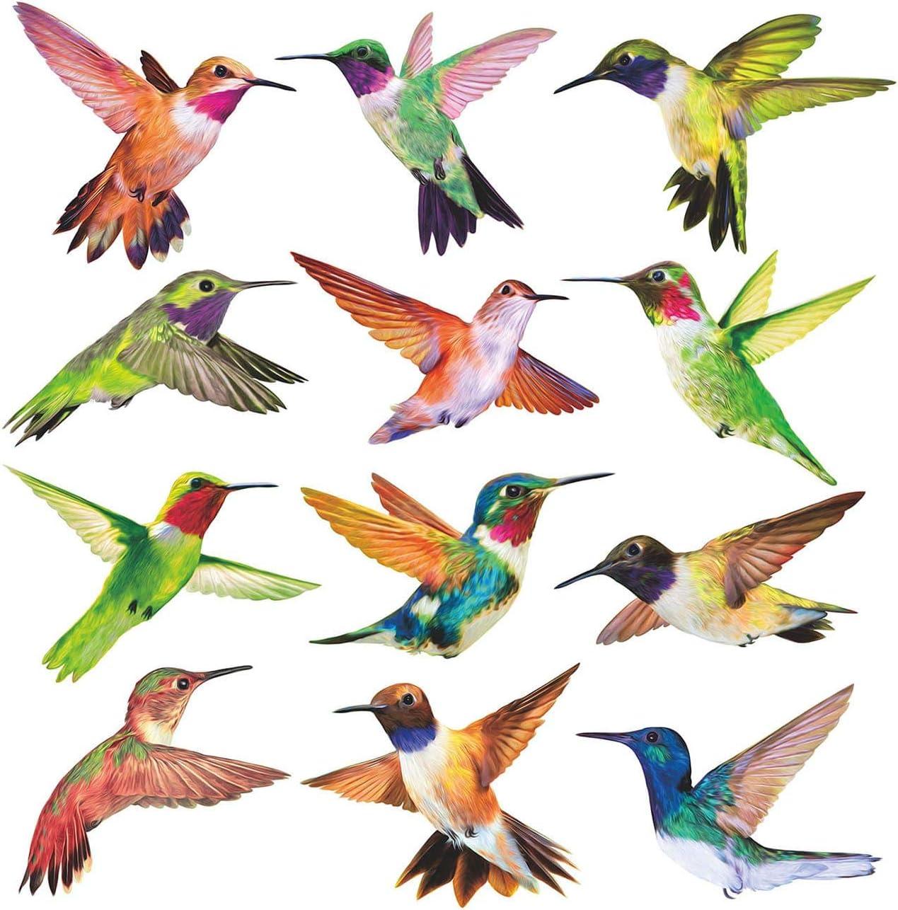 Petallo Anticolisión Window Se Pega, Calcomanías de Colibrí de Alerta Bird Resistente a Rayos UV, Rojo, 12 Piezas