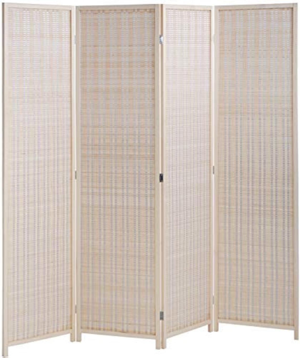 FDW Bamboo Room Divider Folding Privacy Wooden Screen 4 Panel 72 Inches High 17.7 Inches Wide Room Divider for Living Room Bedroom Study,Natural