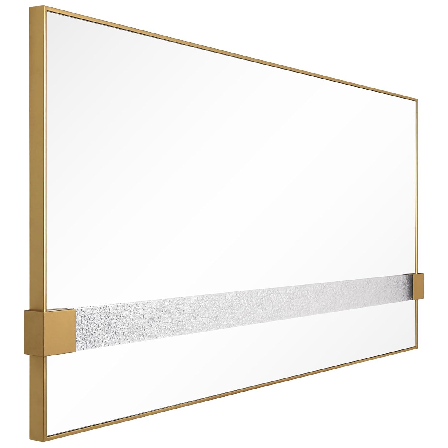Empire Art Direct "Gleaming Horizon Wall Mirror" 40"x80" with Textured Acrylic Embellished, on Gold Iron Frame