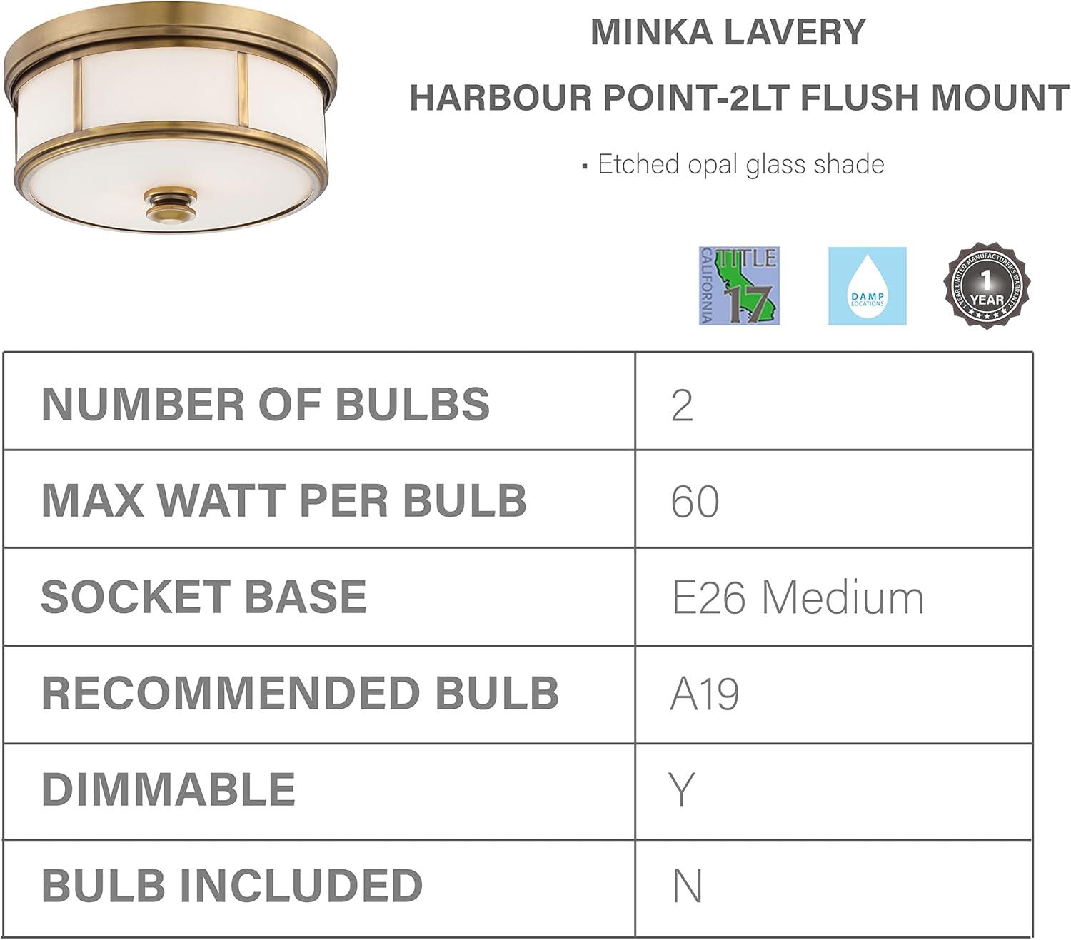 Minka Lavery Modern Ceiling Light Flush Mount Fixture 13 1/2" Liberty Gold Etched Opal Glass Shade for Bedroom Kitchen Living Room