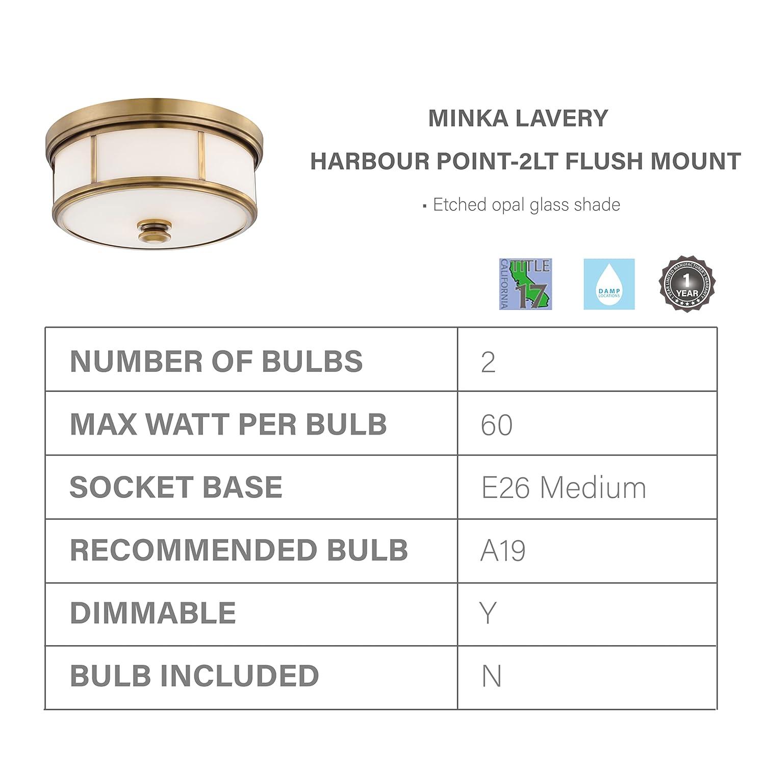 Minka Lavery Modern Ceiling Light Flush Mount Fixture 13 1/2" Liberty Gold Etched Opal Glass Shade for Bedroom Kitchen Living Room