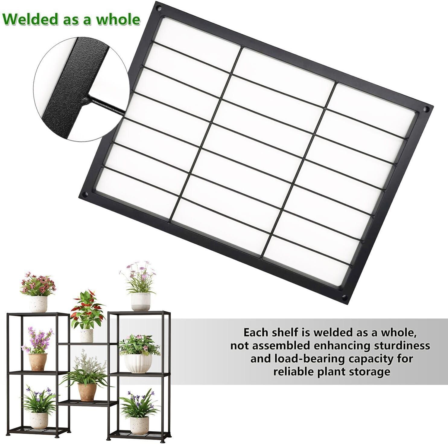 Black Metal 8-Tier Indoor/Outdoor Plant Stand