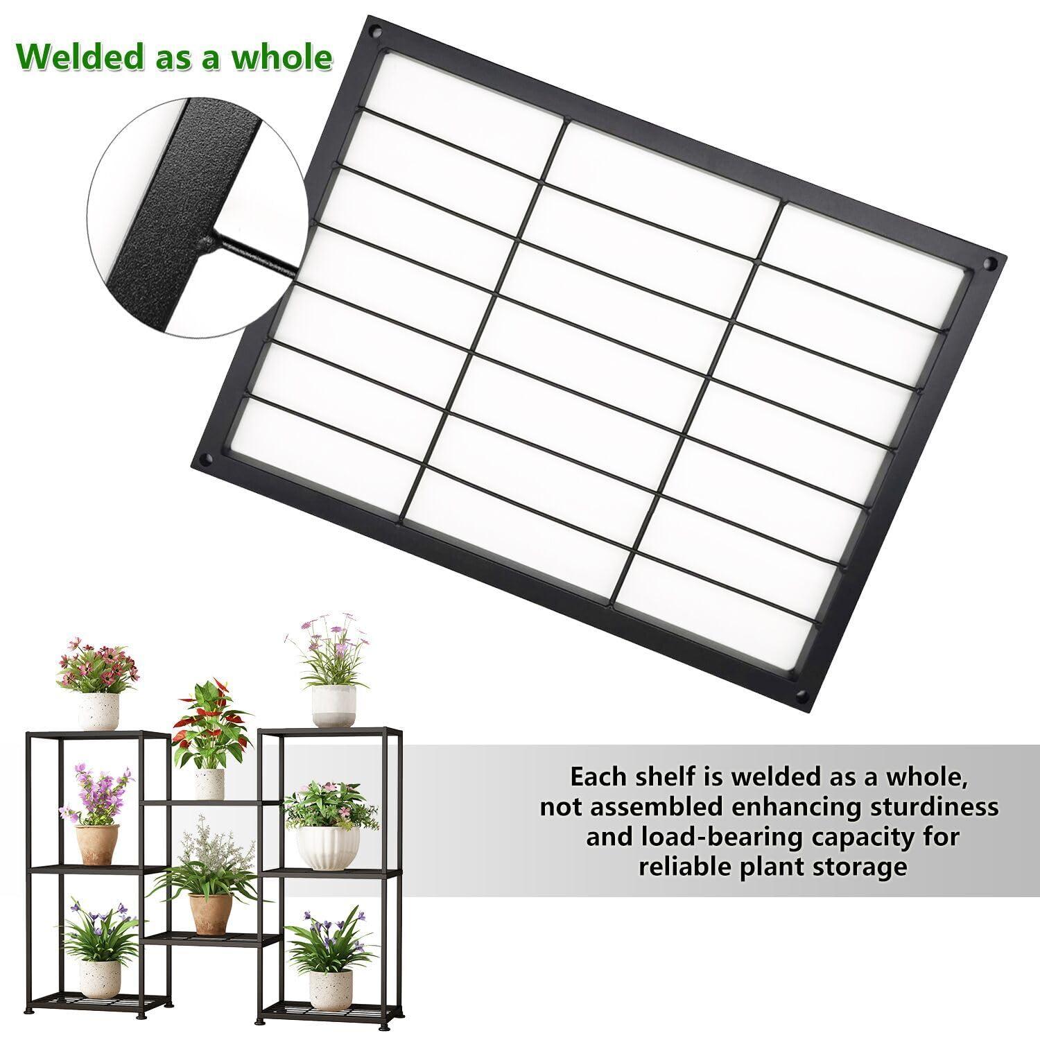 3 tier Plant Stand Indoor Metal Plant Stands Outdoor Tiered Plant Shelf for Multiple Plants, 8 Tiers Plant Rack Holder Garden Shelves Flower Stand for Living Room Patio Corner (8 Tiers-A)