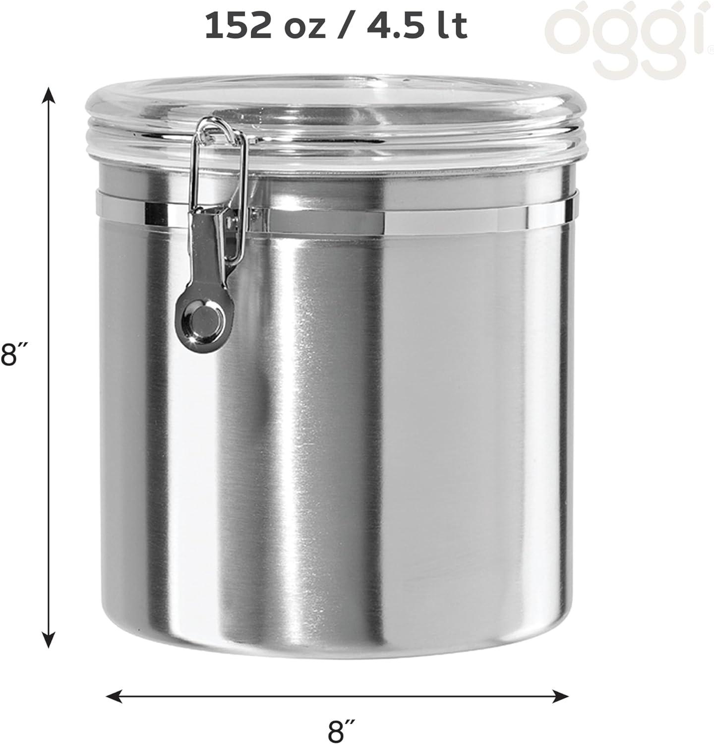 Jumbo Stainless Steel Clear Kitchen Canister with Airtight Lid