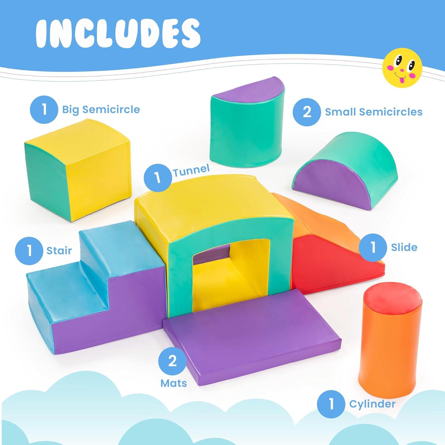 New Bounce Super Deluxe Soft Play Set - 9 Piece Climbing Set for Babies and Toddlers