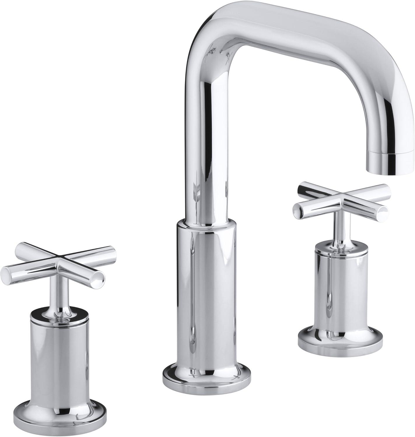 Polished Chrome Modern Deck-Mount Bath Faucet with Cross Handles