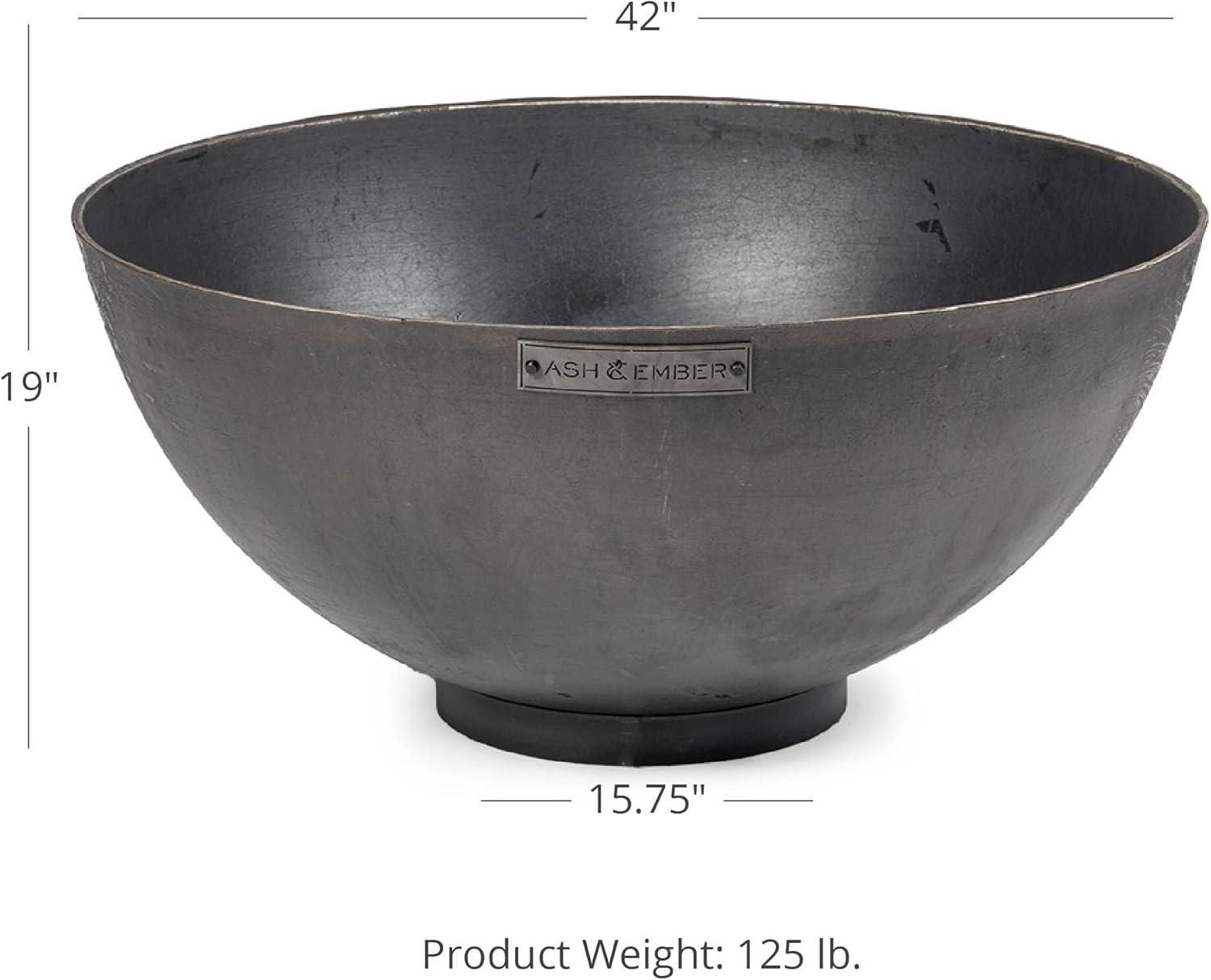 Ash & Ember 42" Hemisphere Fire Pit, Wood Burning Backyard Fireplace, Round Flat Flanged Base, Cast Iron Patina Fire Bowl, Portable Outdoor Firepit Ideal for Backyard Parties and Camping