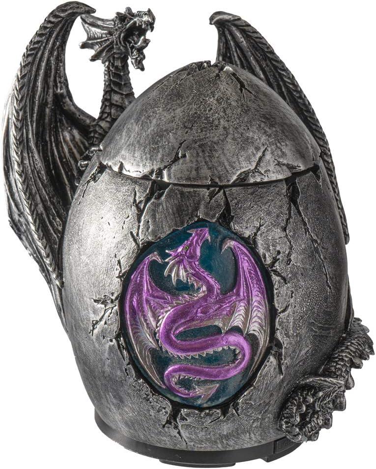 Pacific Giftware Mystical Dragon Egg Shape Aroma Diffusers for Essential Oils 4 Timer Color Changing LED Night Light Auto Off Gothic Fantasy Home Decor