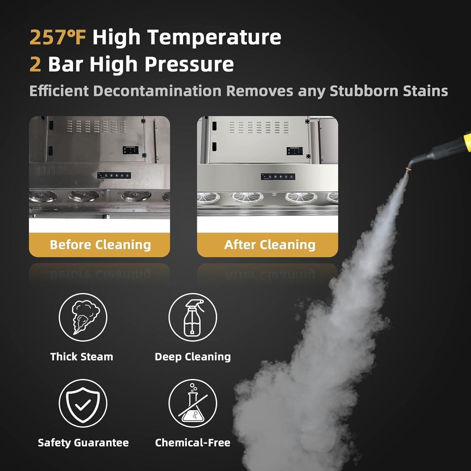 Handheld MultiPurpose Steam Cleaner with 17 Pieces, 350ml Large Capacity Steam Mop Continuous Fill water, Portable Chemical-Free Steamer for Home Use Carpet, Floors, Windows, 1400W