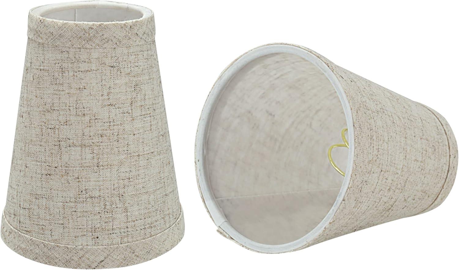 Aspen Creative 32665-2 Small Hardback Empire Shape Chandelier Clip-On Lamp Shade Set (2 Pack), Transitional Design in Beige, 4" bottom width (2 1/2" x 4" x 5" )