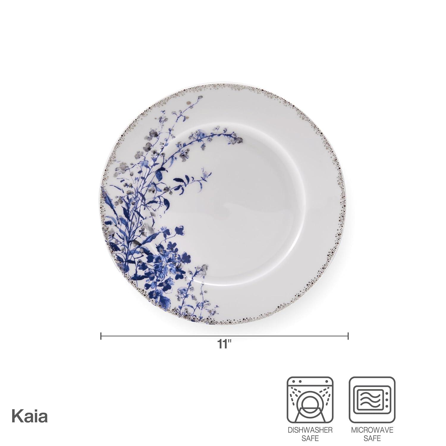 Mikasa Kaia Floral Bone China Dinner Plates, Set of 4, 11 Inch