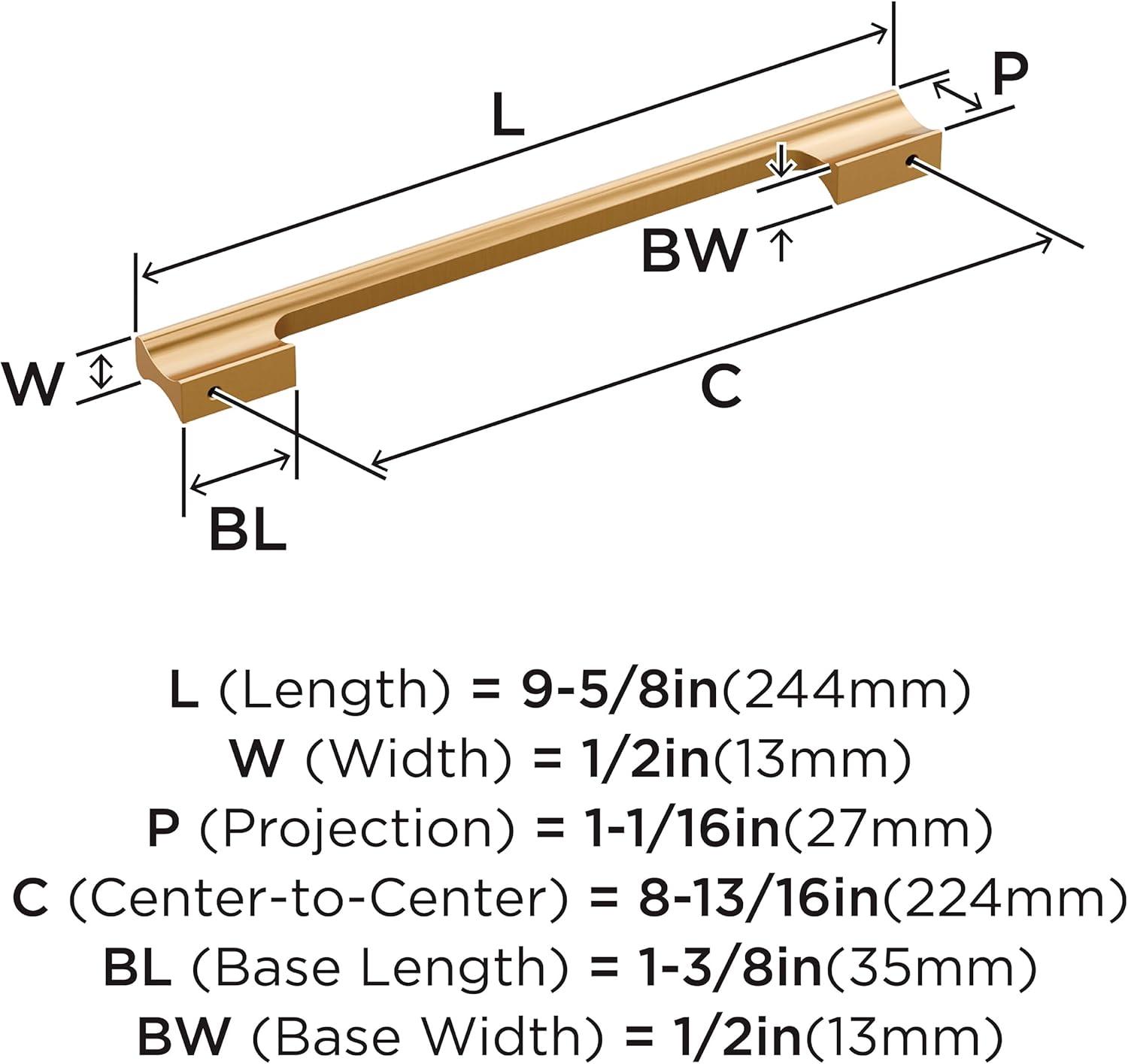 Amerock Status 8-13/16 inch (224mm) Center-to-Center Champagne Bronze Cabinet Pull