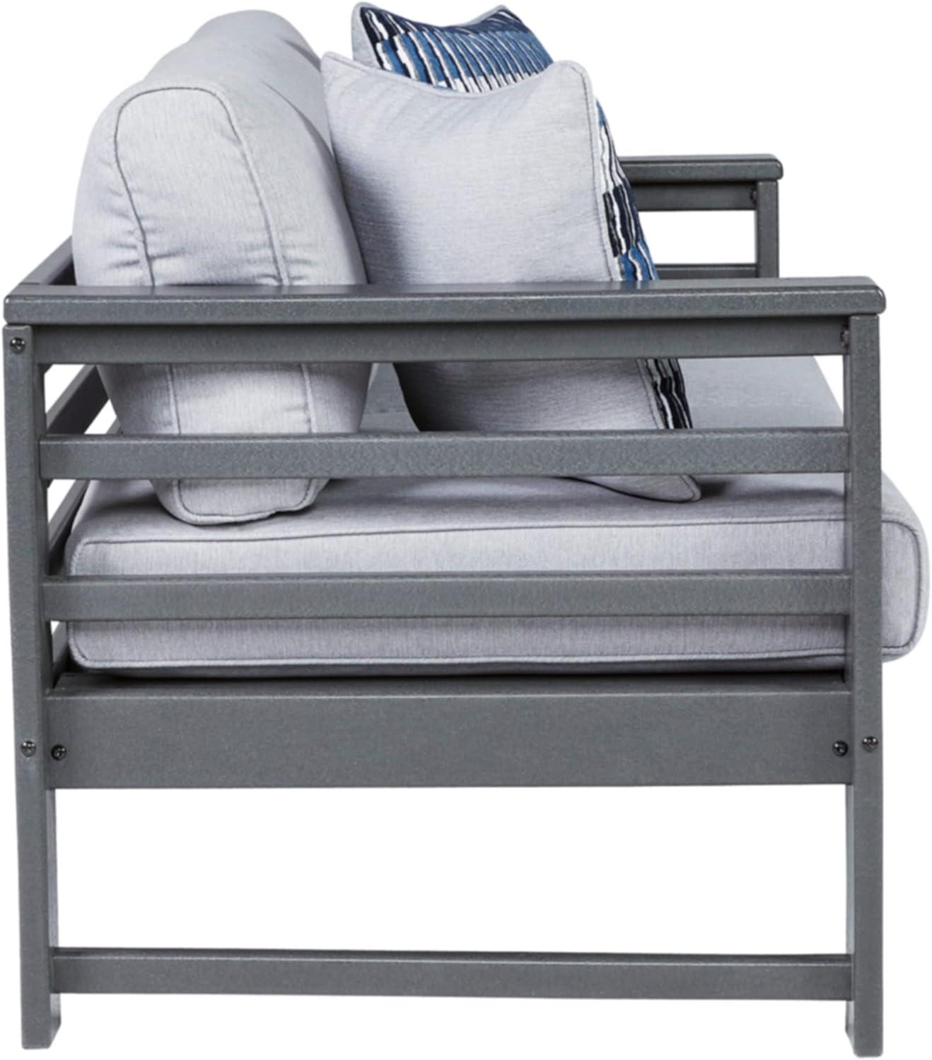 Signature Design by Ashley Casual Amora Outdoor Loveseat with Cushion  Charcoal Gray