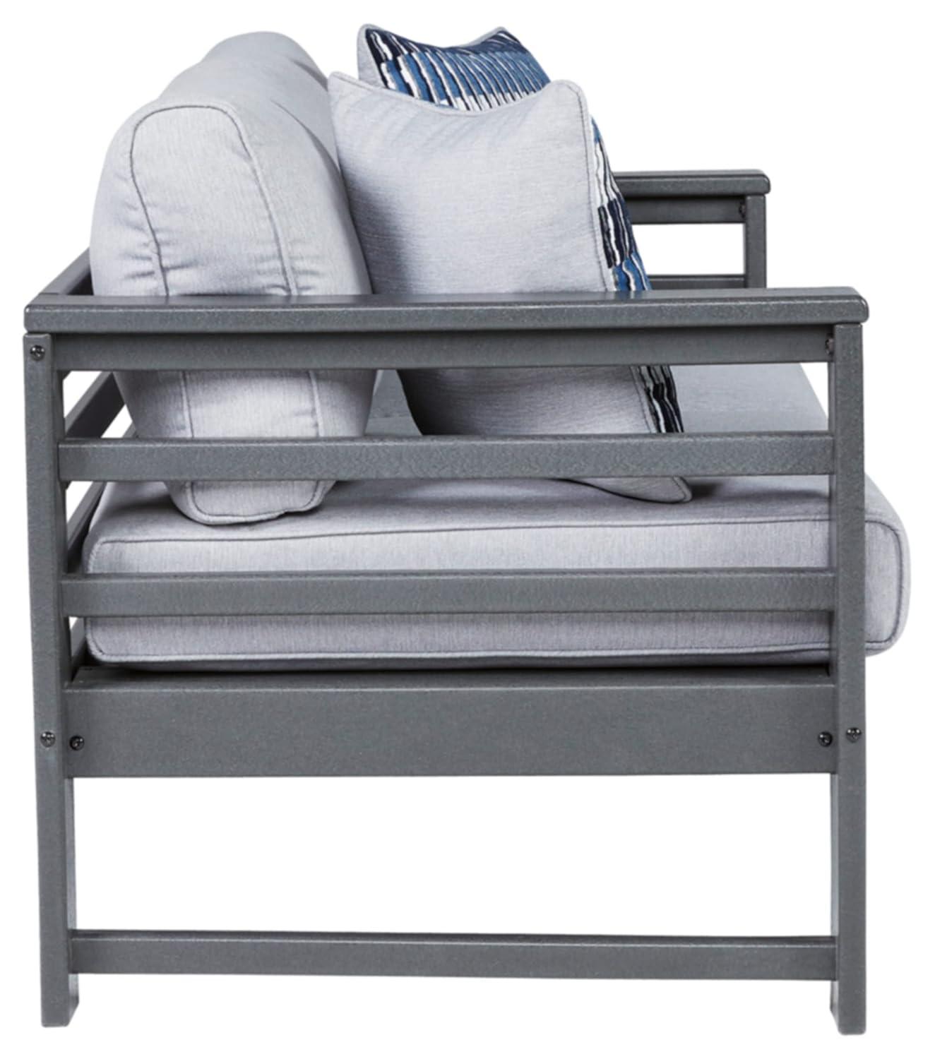 Signature Design by Ashley Casual Amora Outdoor Loveseat with Cushion  Charcoal Gray
