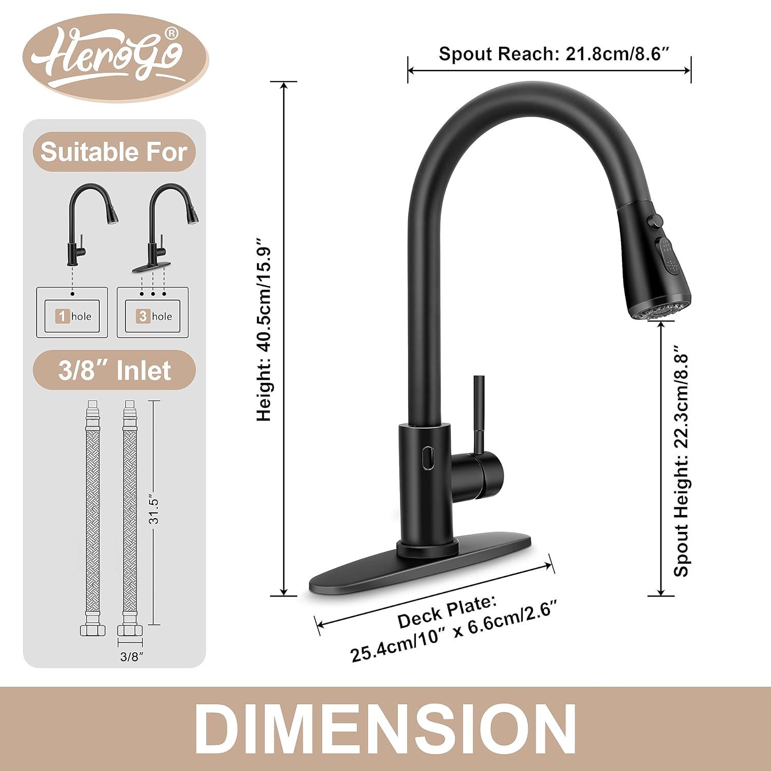 ARCORA ARCORA Stainless Steel  Single Handle Pull-Down Sprayer Kitchen Faucet Set with Touchless Sensor AR7100301B-DC