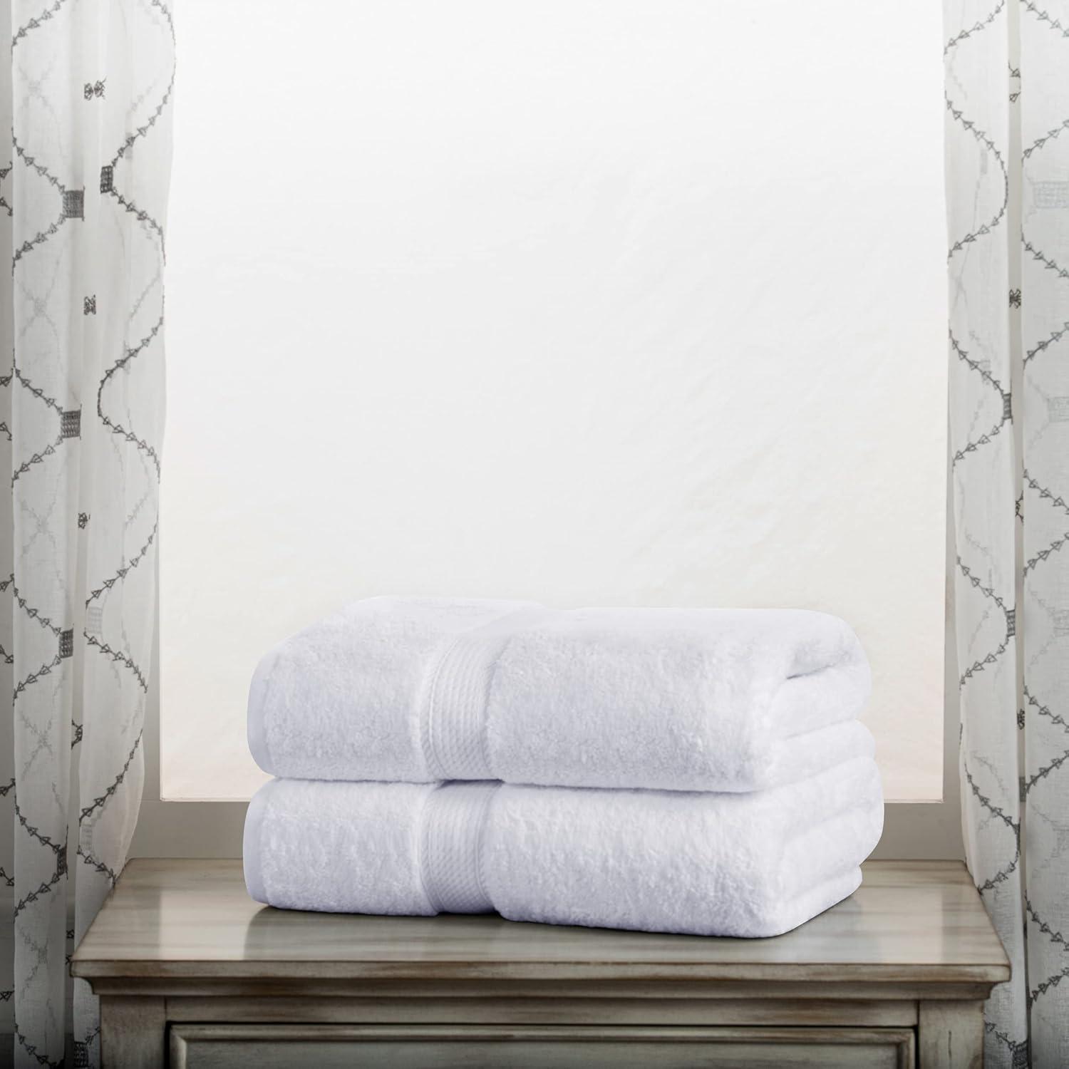 Superior Egyptian Cotton Heavyweight Bath Towel Set of 2, White