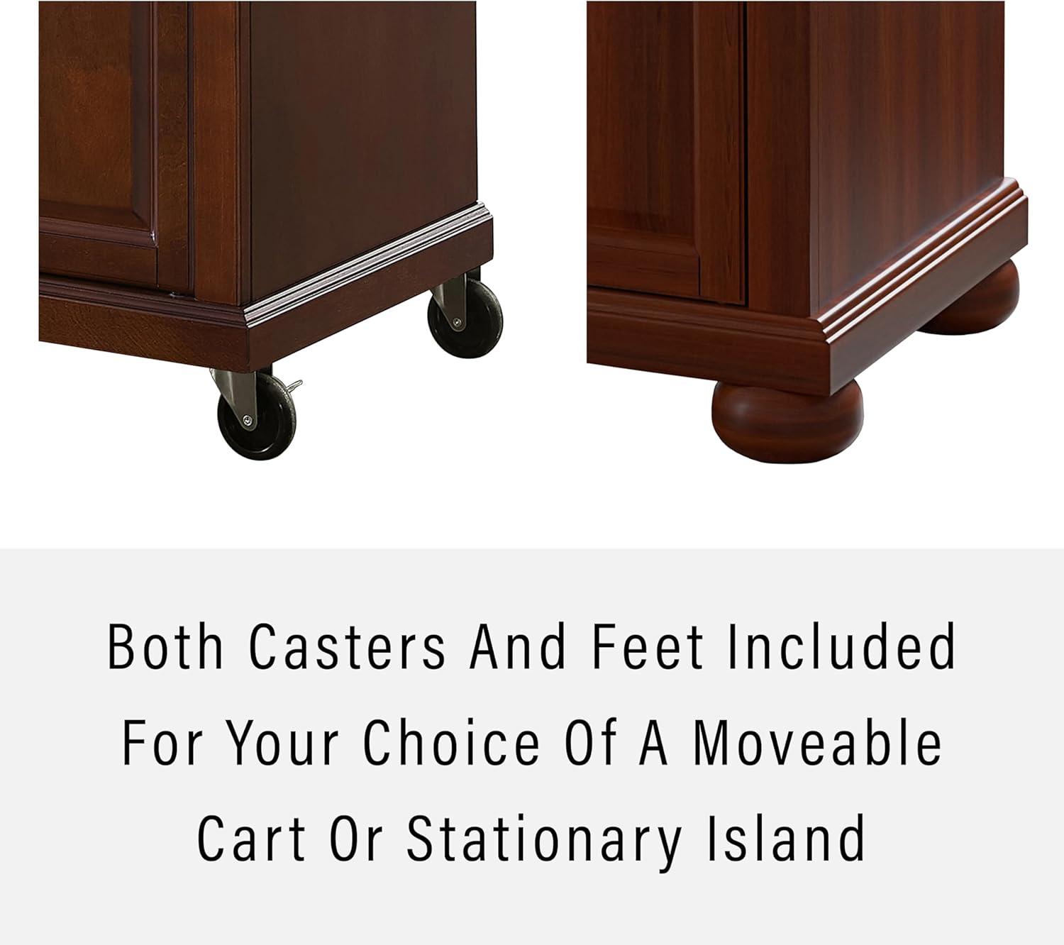 Alexandria Wood Top Full Size Kitchen Island/Cart Mahogany - Crosley: 8 Shelves, 2 Drawers, Adjustable Storage