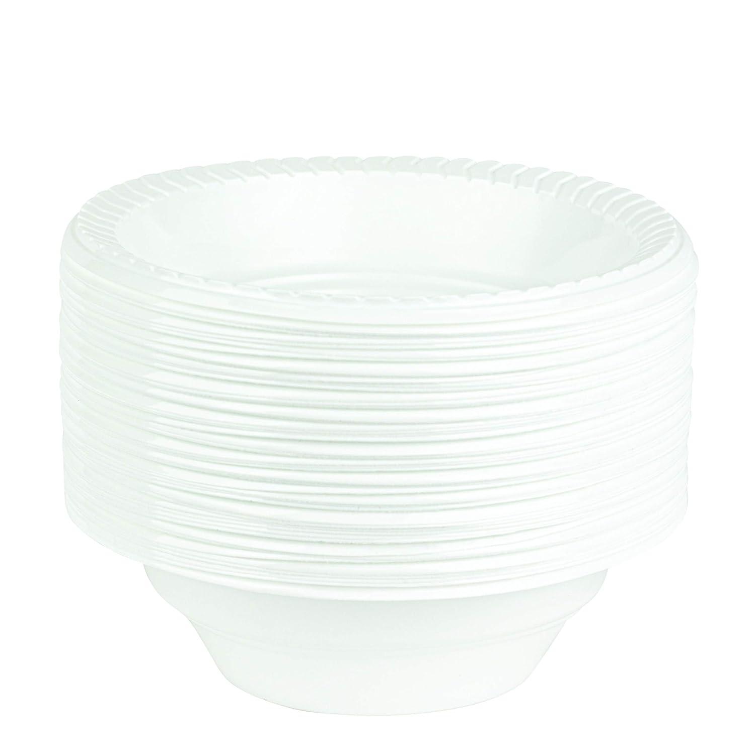 PLASTICPRO 16 Oz White Plastic Bowls Round Disposable Microwavable Bowls, 200-Pack