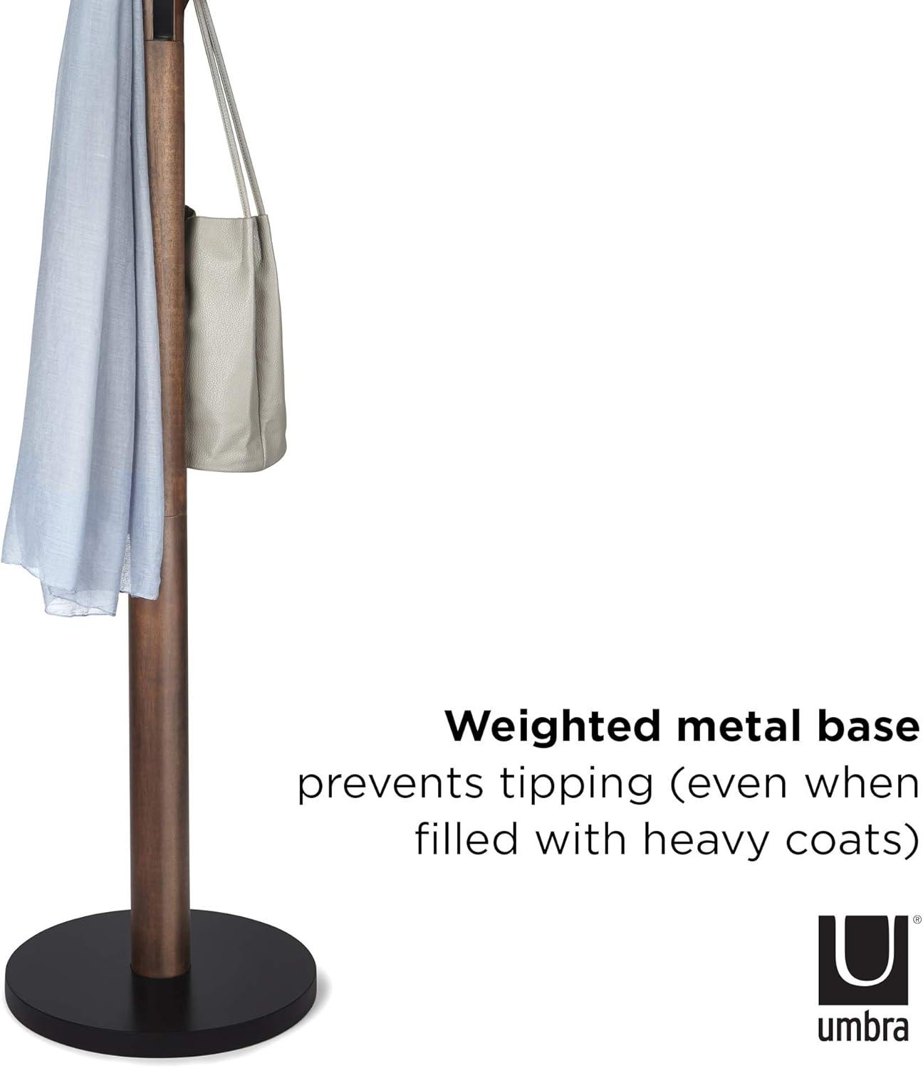 Flapper Sleek Black/Walnut 9-Hook Freestanding Coat Rack