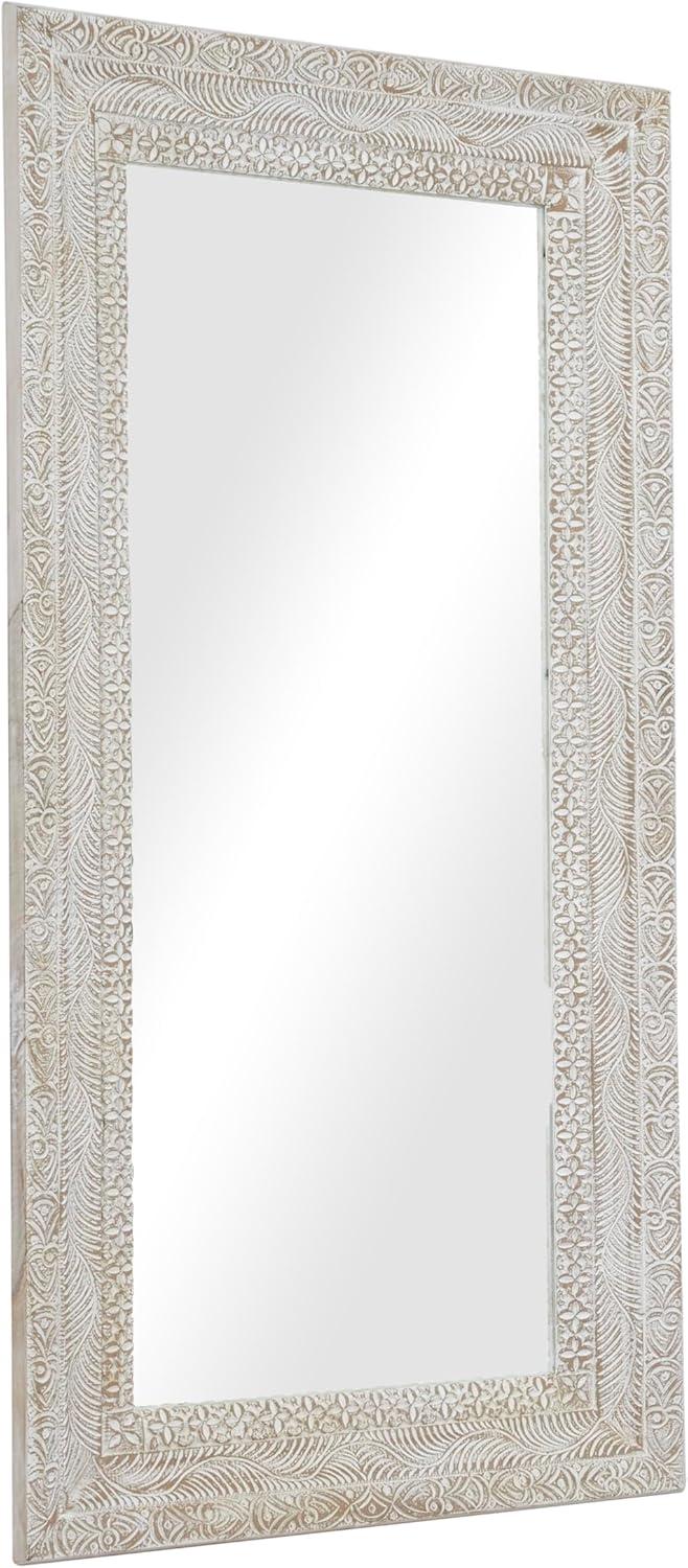 Elegant Traditional 71'' Full-Length Brown Wood Framed Mirror