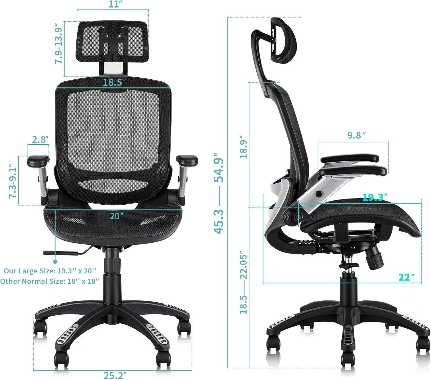 Black Ergonomic High Back Mesh Swivel Office Chair with Adjustable Arms