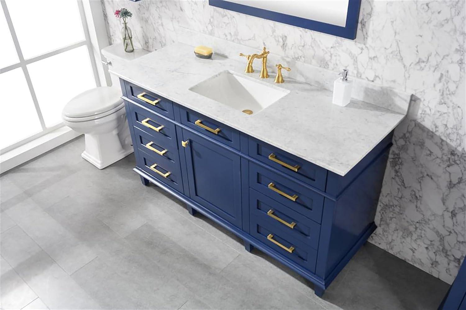 Legion Furniture 60" MDF/Veneer Wood Single Sink Vanity Cabinet in Blue