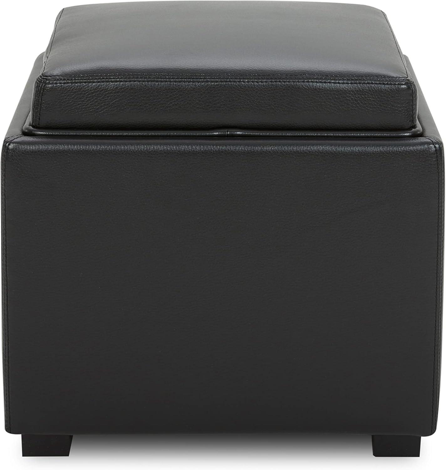 CHITA Faux Leather Storage Stool Ottoman, Foot Rest Stool Seat, Black