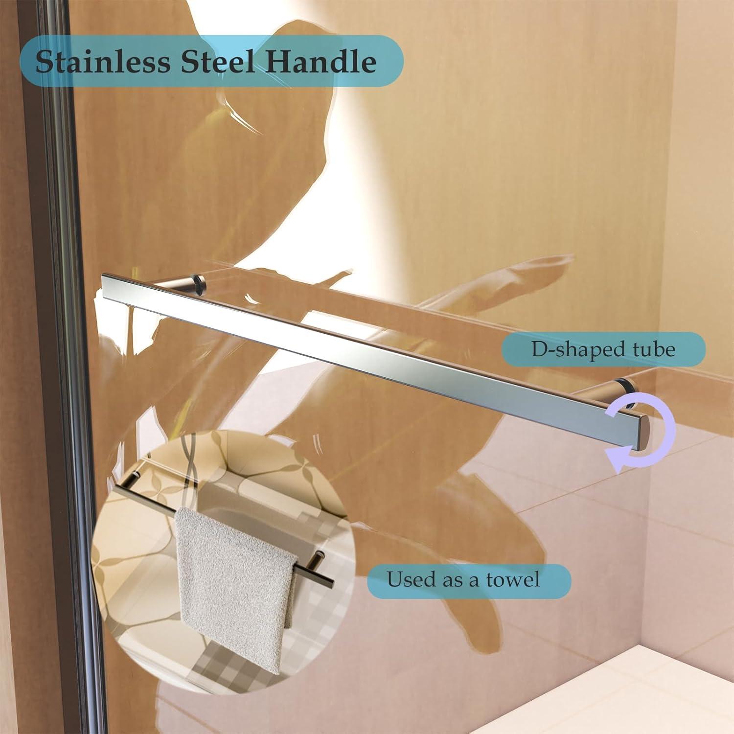 31"W x 55"H Frameless Folding Pivot Shower Tub Door Reversible Installation