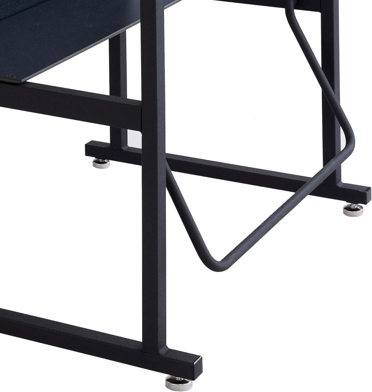 Adjustable Black Steel Standing Desk with Shelf