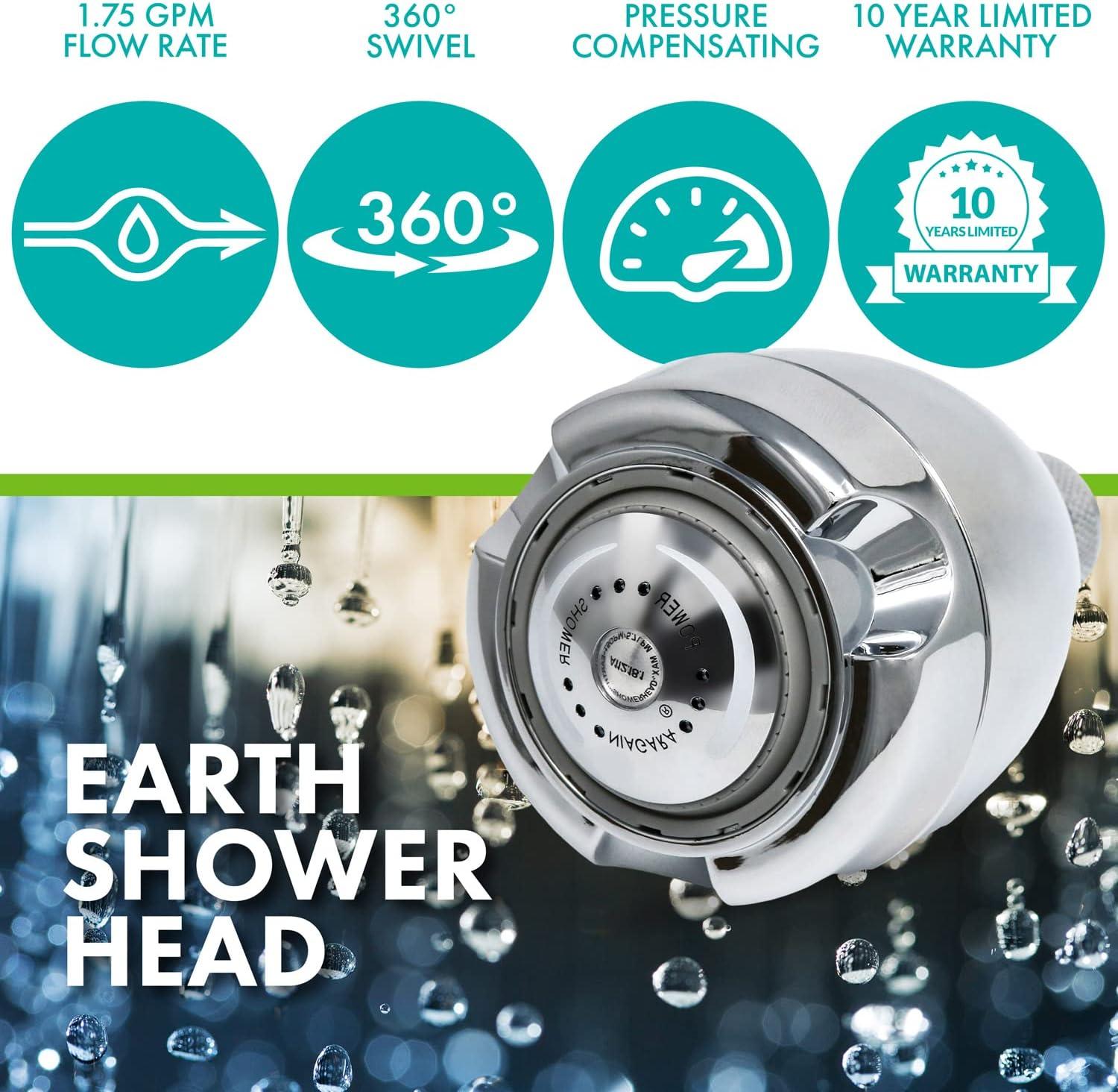 Niagara Conservation Earth Spa 3-Spray with 1.75 GPM 2.7-in. Wall Mount Adjustable Fixed Shower Head