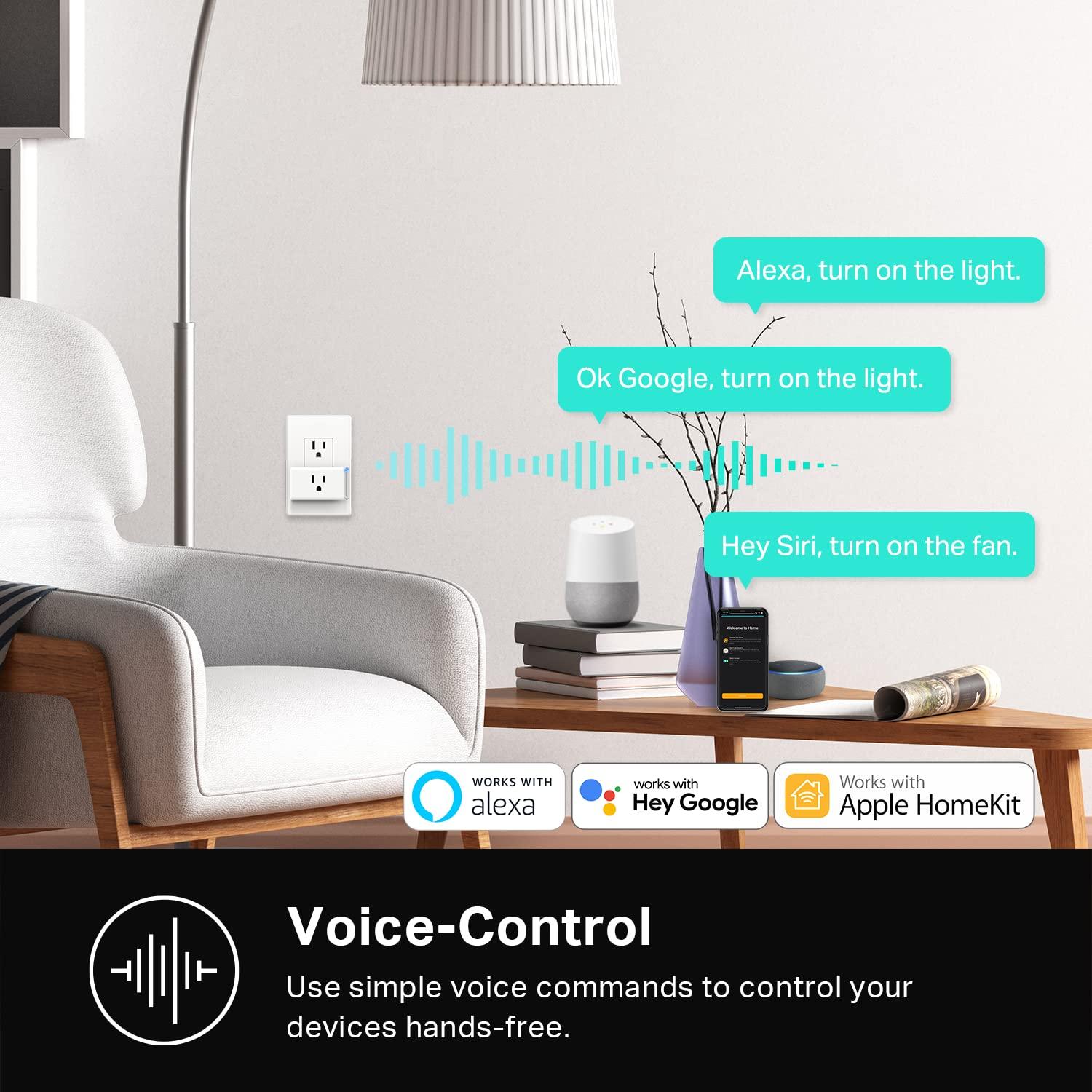 Kasa Smart Plug Mini 15A, Apple HomeKit Supported, Smart Outlet Works with Siri, Alexa & Google Home, UL Certified, App Control, Scheduling, Timer, 2.4G WiFi Only, 2 Count (Pack of 1) (EP25P2), White