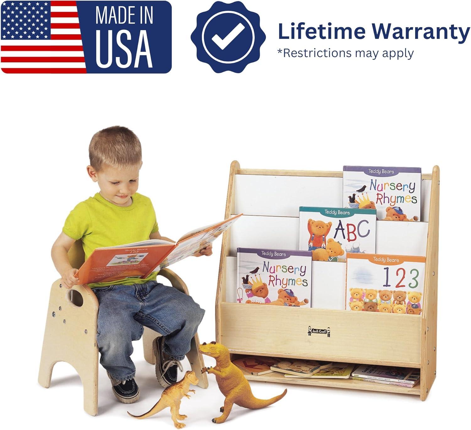 Birch Plywood Toddler Book Stand with Storage