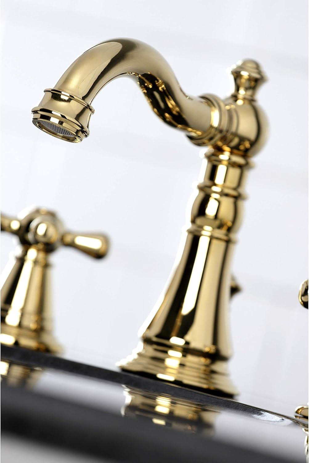 Kingston Brass American Classic Two-Handle 3-Hole Deck Mount Widespread Bathroom Faucet with Pop-Up Drain