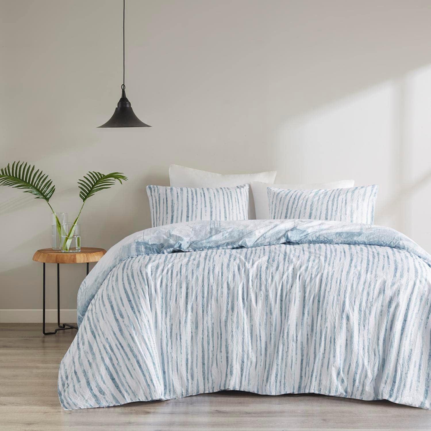 N Natori Brush Stroke Oversized Reversible Seersucker Duvet Cover Mini Set