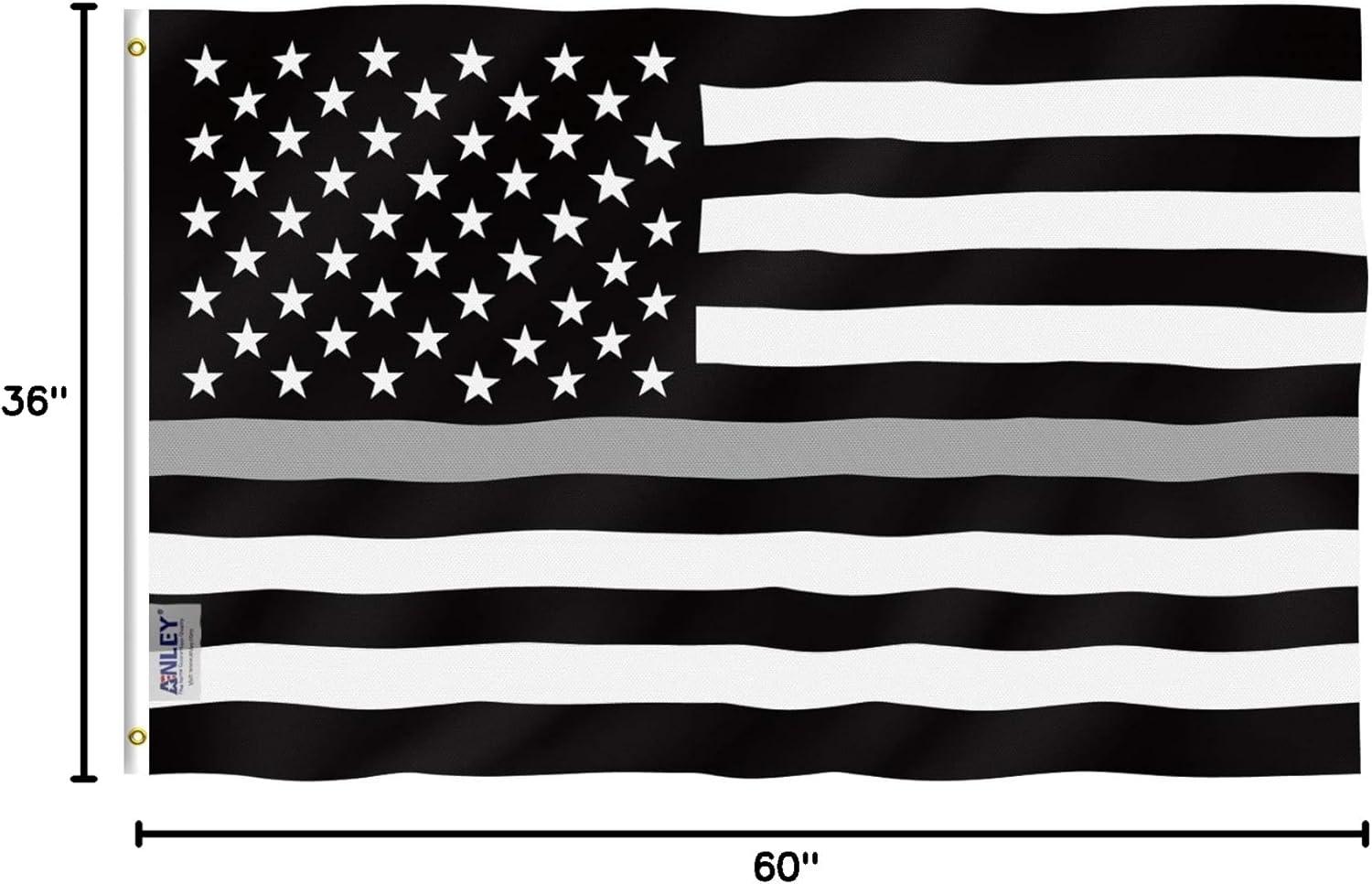 Fly Breeze 3x5 Feet Thin Gray Line American Flag