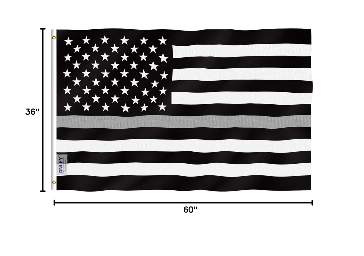 Anley Fly Breeze 3x5 Feet Thin Gray Line Flag - United States Flags Polyester