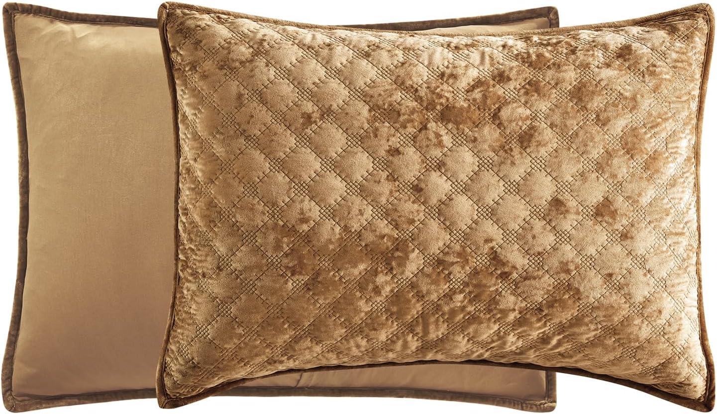 Chezmoi Collection Nina 3-Piece Modern Diamond Pattern Solid Velvet Quilt Set