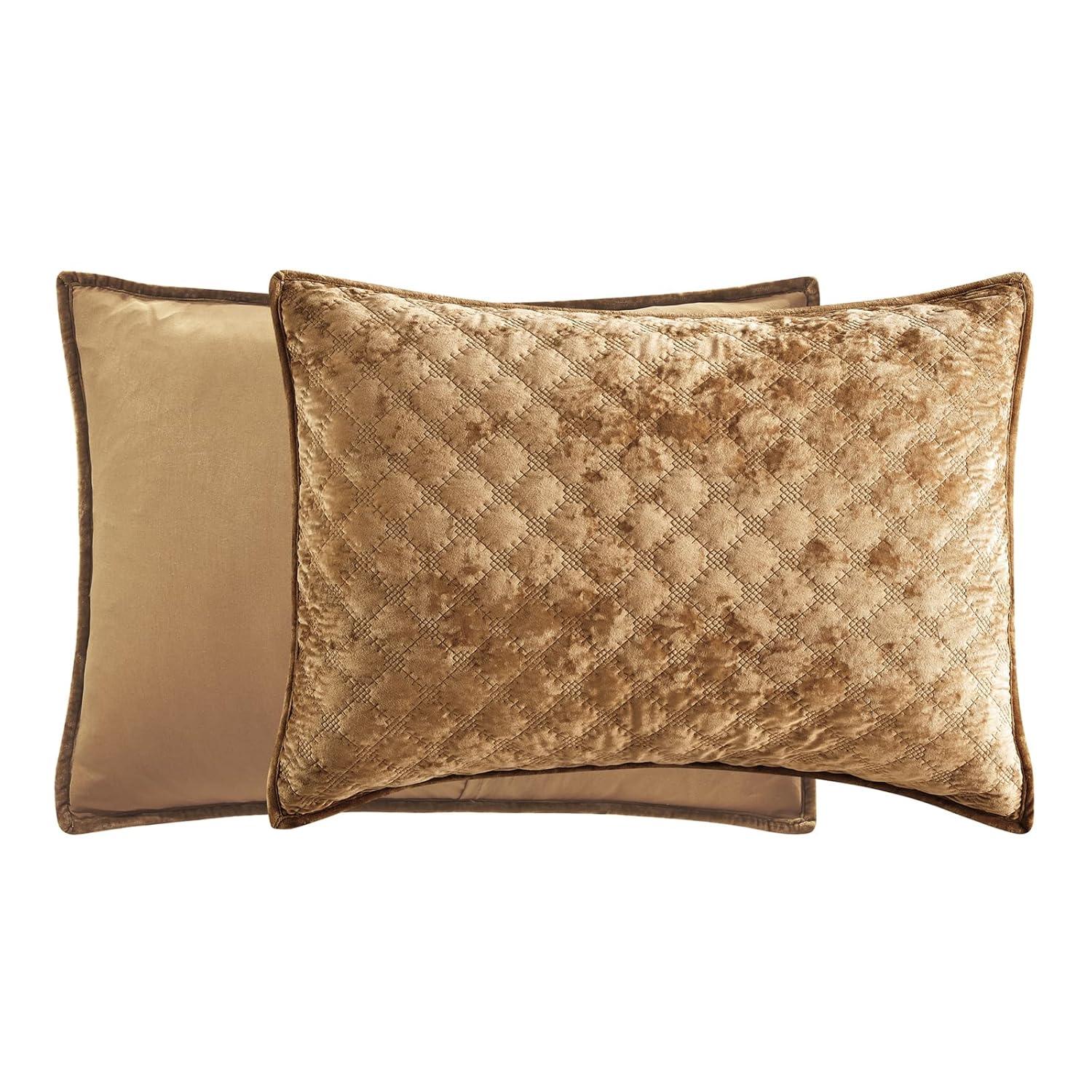 Chezmoi Collection Diamond Stitch Reversible Plush Distressed Velvet Quilt Set