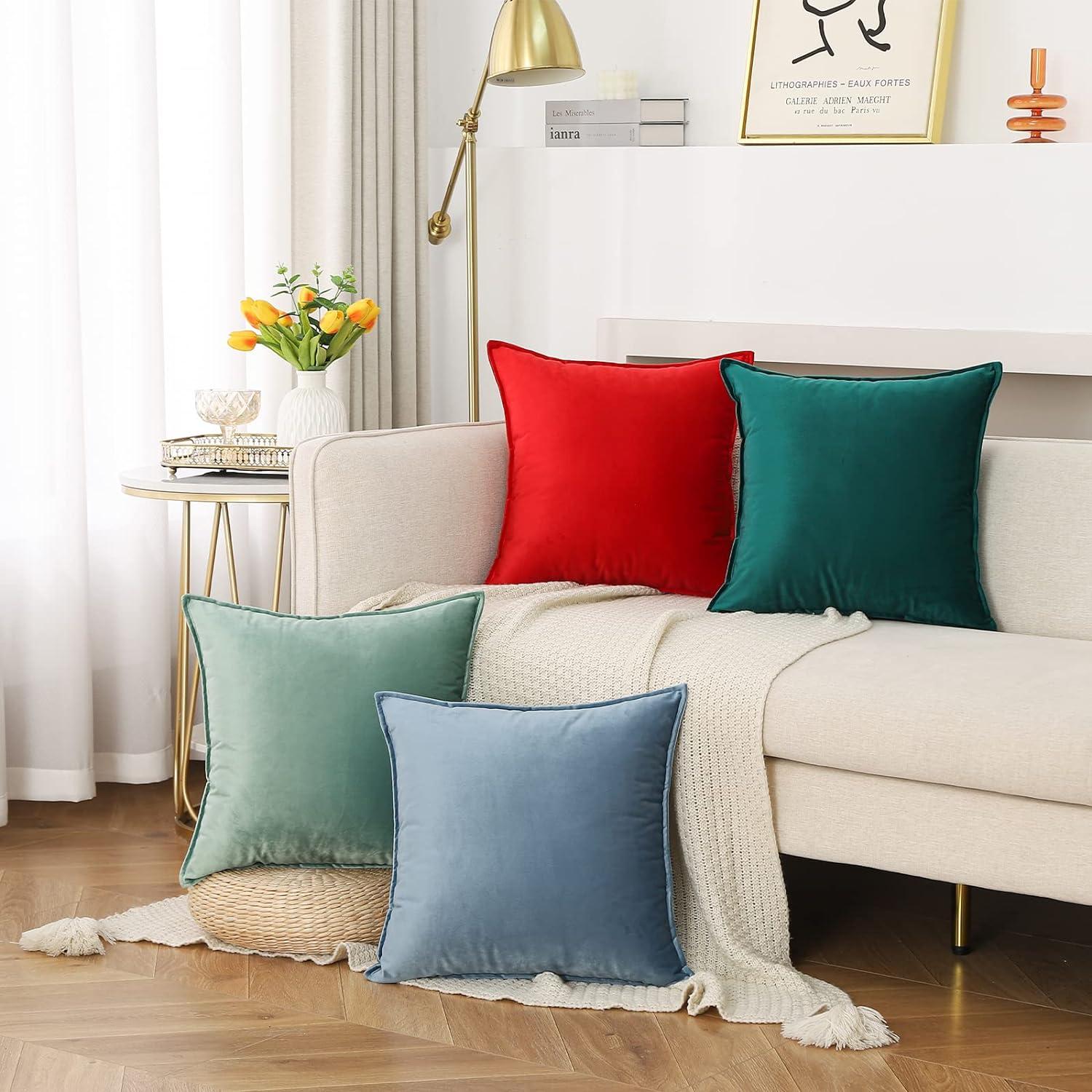 Cterwk Super Soft Velvet Square Throw Pillow Covers Decorative Cushion Cover for Bed Couch Sofa, 18x18inch, Set of 2