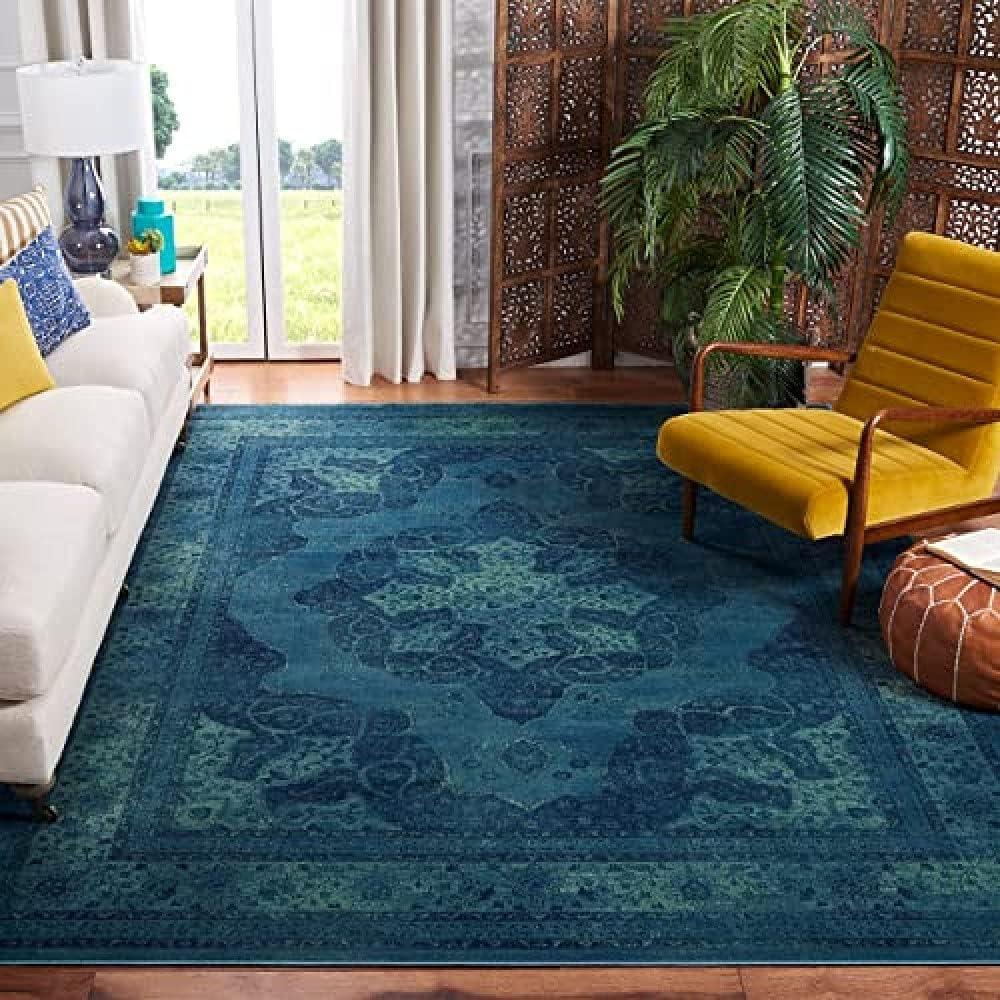 Vintage VTG158 Power Loomed Area Rug - Blue/Multi - 6'7"x9'2" - Safavieh.