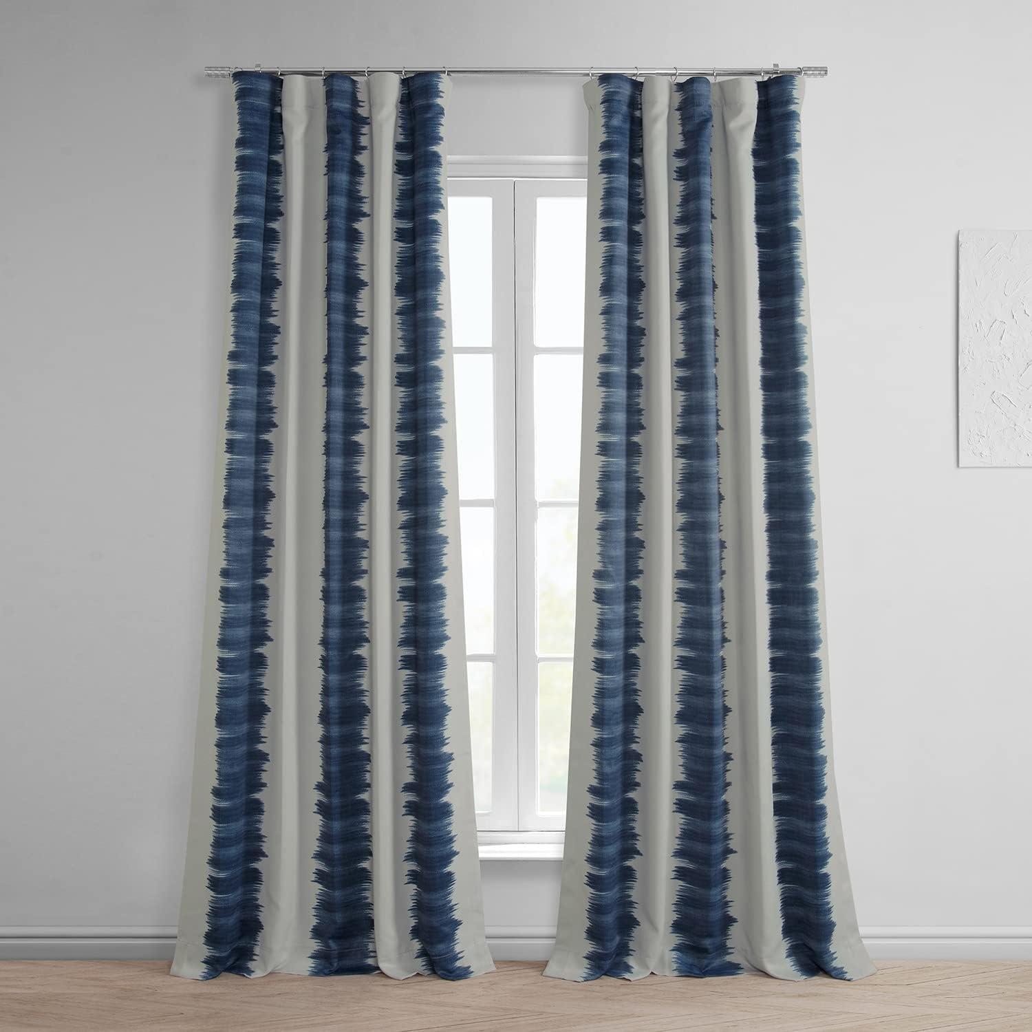 Flambe Blue Blackout Room Darkening Curtain (1 Panel), Flambe Blue, 50W X 96L