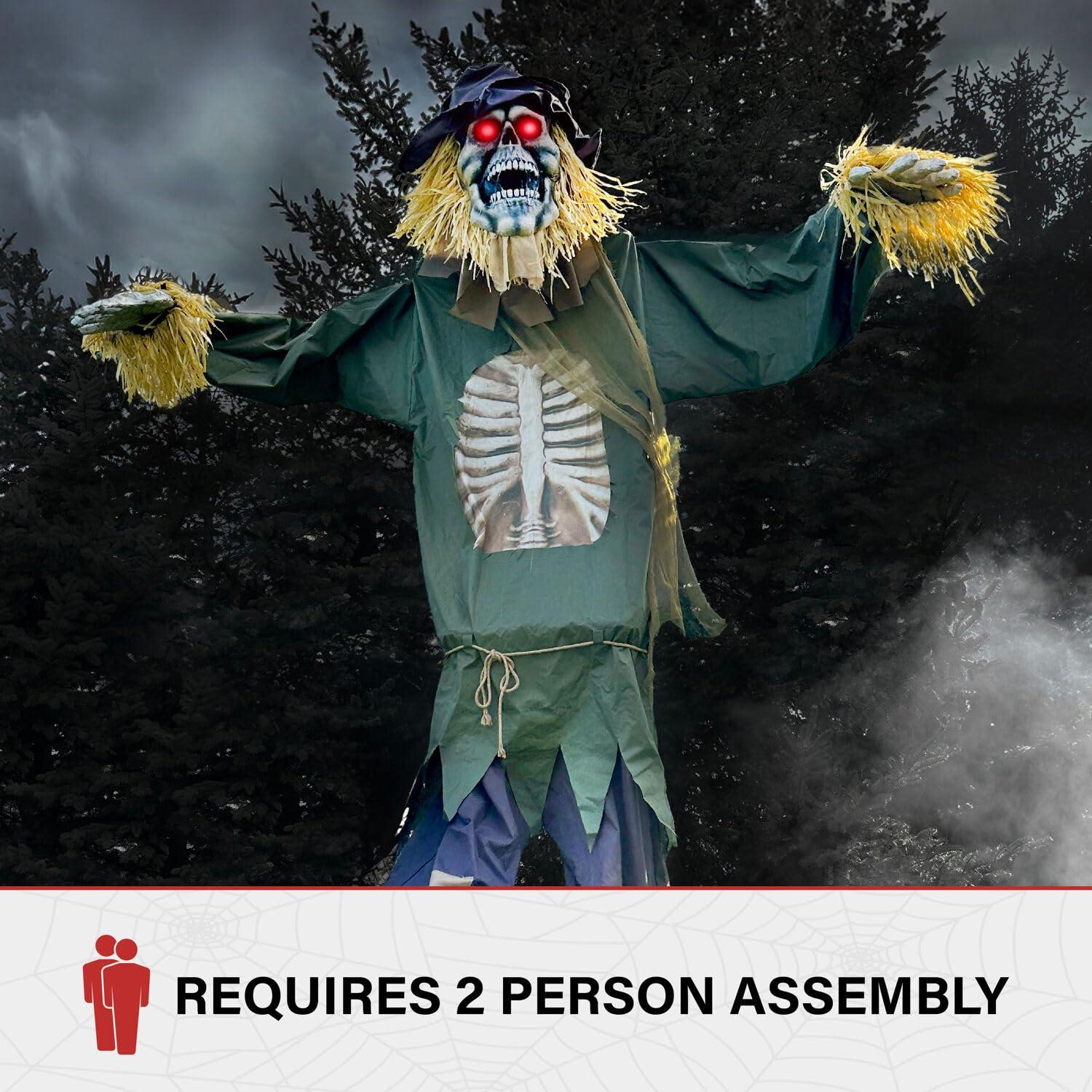 Haunted Hill Farm Haunted Hill Farm 15-ft. Animatronic Scarecrow for covered outdoor Halloween decoration